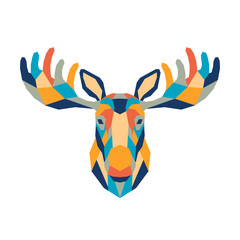 Geometric polygonal moose. Abstract colorful elk head. Vector illustration.	