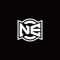 NE logo monogram with ribbon style circle rounded design template