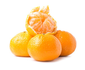 Sweet tangerines on white background