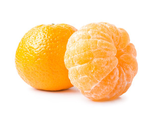 Sweet tangerines on white background