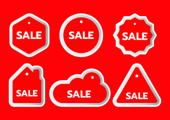 Vector Sale Bubble Red Background and White Text Illustrator.eps