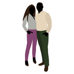 vector, isolated, silhouette guy and girl