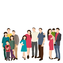  isolated, silhouette family, flat style