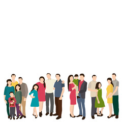 Obraz premium silhouette of a group of people with children