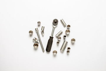 Tools on a white background. Concept. repair, car repair, service, father's day