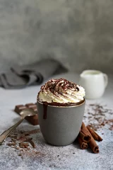 Foto auf Acrylglas Homemade delicious spicy hot chocolate with whipped cream. © lilechka75