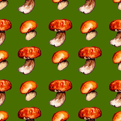 Obraz premium mushrooms seamless pattern green background