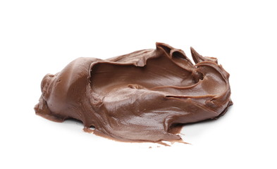 Chocolate cream spread isolated on white background