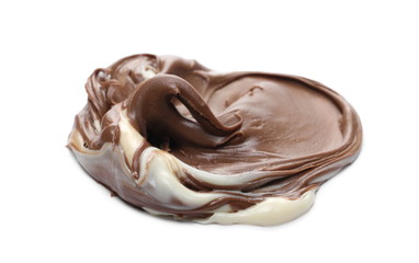 Chocolate cream spread isolated on white background