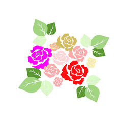  Rose vector illustrations on isolate background.Flat design.Cloth pattern.Hand-drawn line.For greeting cards and invitations of the wedding,birthday,Valentine'day,mother'day.