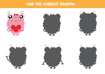 Find shadows of cute little lovely monster. St valentine monster.
