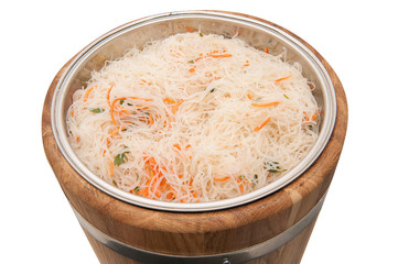 Salted cabbage in a barrel