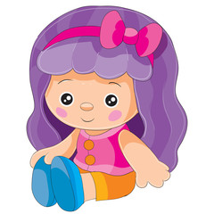 doll sits and waits for someone to play with him, isolated object on a white background,