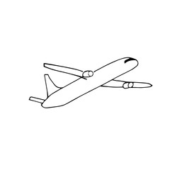 Fototapeta premium Airplane outline hand drawn illustration.