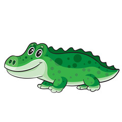 a crocodile toy stands and waits for someone to play with it, isolated object on a white background,