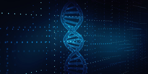 2d render of dna structure, abstract background