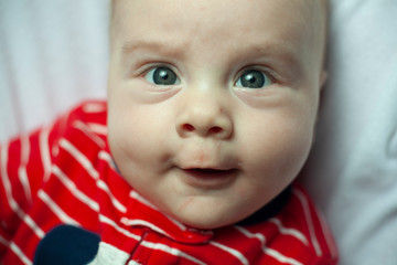 Close up portrait newborn baby boy