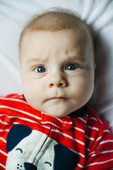 Close up portrait newborn baby boy
