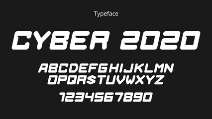 Futuristic font for headers, digital, Technology, Sport logo design. Vector Alphabet letters and numbers