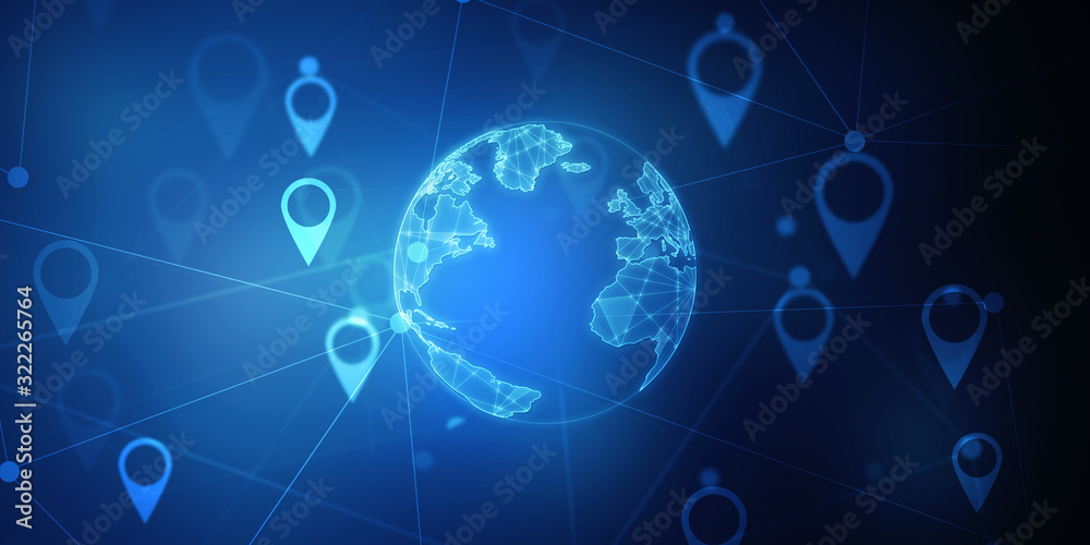 Poster 2d rendering red map pointer