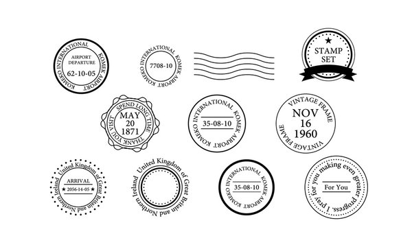 スタンプ　消印　刻印　イラスト　ベクター　イラスト　セット