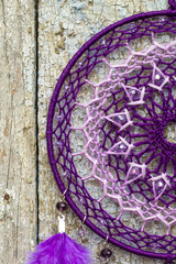 Handmade dream catcher with feathers threads and beads rope hanging