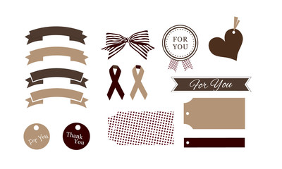ギフト　装飾　イラスト　ベクター　セット　リボン　シール　タグ