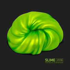Green realistic slime on a black background. Vector illustration with mesh gradients.