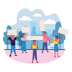 activists people with protest banners