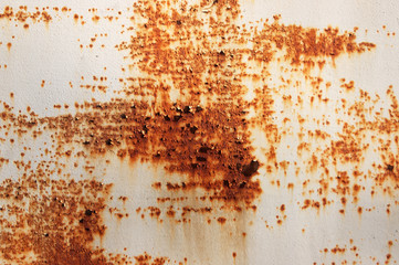 White Rust Metal Decayed Crumpled Sheet Wide Background.
