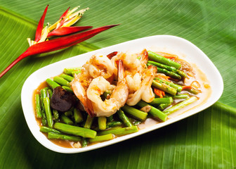 Stir​ Fried​ Shrimp​ with Asparagus, Shiitake mushroom , Chinese style