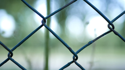 Image with a Part of a Metallic Fence from a Protection Area Perimeter