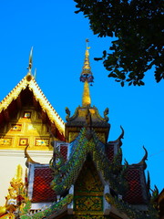 Fototapeta premium Beautifully decorated facade of Wat Phrathat Doi Southep in Chiangmai Thailand 