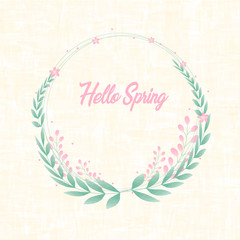 Obraz premium Hello spring. Wreath drawn in vector, imitates watercolor.
