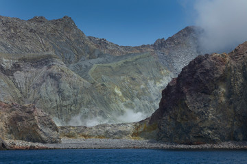 Fototapeta na wymiar Whakaari White Island. Volcano. New Zealand. Taupo Volcanic Zone.