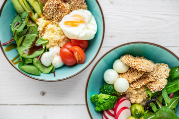 healthy diet. balanced diet. Tasty dinner. view from above. white background