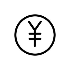 Japan coin icon vector. Thin line sign. Isolated contour symbol illustration
