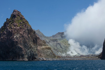 Fototapeta na wymiar Crater. Whakaari White Island. Volcano. New Zealand. Taupo Volcanic Zone.