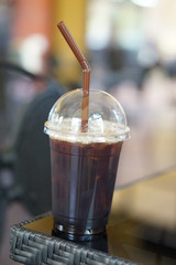 Cup of coffee Americano with ice.