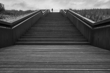 Wooden stairs up to the beach of Petten