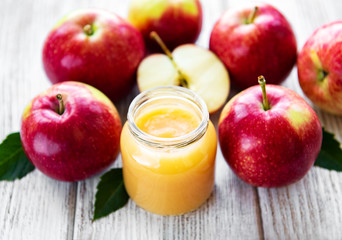 Applesauce in glass jar