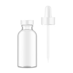 Dropper bottle mockup isolated on white background. Vector illustration. Front view. Сan be used for cosmetic, medical and other needs. EPS10	