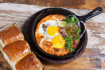 Omelet egg rice recipe and bread