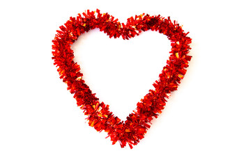 Red heart shaped decoration  on a white background