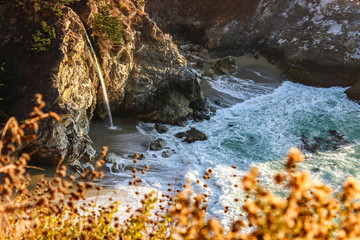 McWay falls in dramatic colors at Big Sur, California, USA