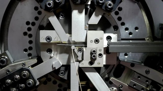Close-up industrial machine process workpiece on to product on smart factory, industry 4.0 and technology