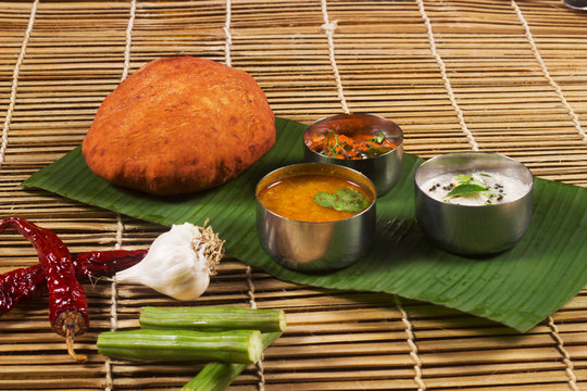 Urad Dal Kachori with both sambar and coconut chutney. Indian Vegetarian Snack