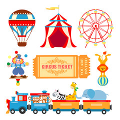 Elements for graphic design of the poster and invitation card for circus performances
