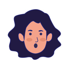 cartoon woman face with surprised expression