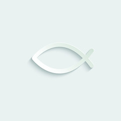 fish icon vector paper icon line style